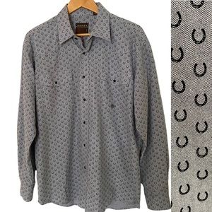 Roper Men’s Horseshoe Print Snap Button Western Shirt Size Medium